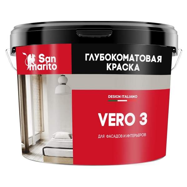 Краска San Marito Vero 3  Z119AN27  глубокоматовая для фасадов и интерьеров база А (2,7 л), шт